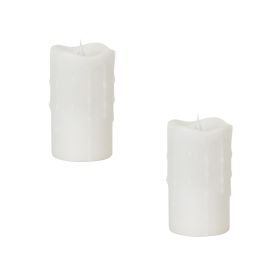 Simplux LED Dripping Candle w/Moving Flame (Set of 2)3"Dx5"H