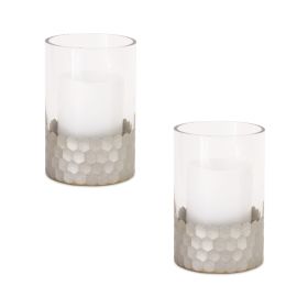 Candle Holder  (Set of 2) 4"Dx6"H Glass