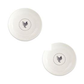 Chicken Round Platter (Set of 2) 13.25"D Stoneware