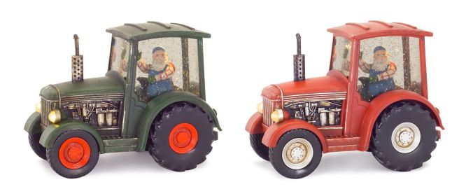 Tractor Snow Globe w/Timer (Set of 2) 8.75"L x 6.75"H Plastic