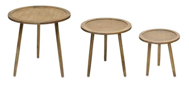 Accent Table (Set of 3) 16"D x 16"H, 20"D x 20"H, 24"D x 24"H Wood