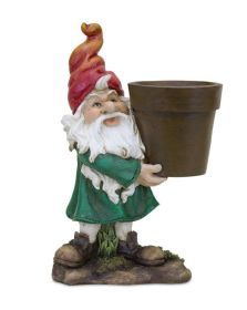 Gnome w/Pot 5.75"L x 9"H Resin