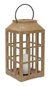 Lantern 8.75"D x 22.5"H Wood/Glass