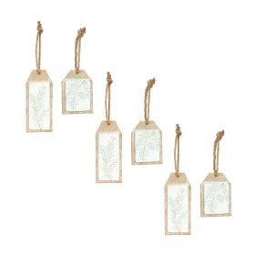 Pine Branch Tag (Set of 6) 3.35"L x 5.25"H, 2.75"L x 6.75"H Resin