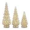 LED Tree (Set of 3) 10"H, 13.25"H, 15.5"H Glass 6 Hr Timer 2 AA Batteries Not Included