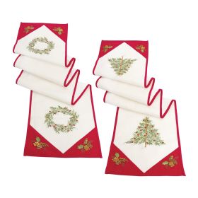 Tree and Wreath Table Runner (Set of 2) 72"L x 13.5"W Polyester