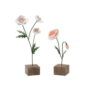 Floral on Stand (Set of 4) 8"H, 10.5"H Resin