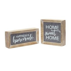 Home Sign (Set of 2) 7.5"L x 3.5"H, 5.25"L x 5.25"H Resin