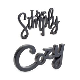 Cozy and Simply Wall Decor Words (Set of 2) 8.25"L x 5"H, 9.75"L x 5"H Resin