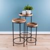 Accent Table (Set of 3) 10.5"D x 20.75"H, 12.25"D x 25.25"H, 14.25"D x 28.75"H Iron/Wood