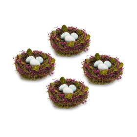 Nest with Eggs (Set of 4) 6.5"D x 2.75"H Natural/Foam