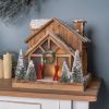 Ski Lodge 13.75"L x 14.25"H Wood 3 AA Batteries, Not Included