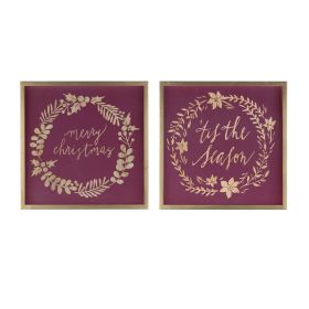 Merry Christmas and Tis The Season Frame (Set of 2) 15.75"SQ MDF/Paper