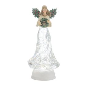 Snow Globe Angel 13"H Plastic 6 Hr Timer 3AA Batteries Not Included or USB Cord Included