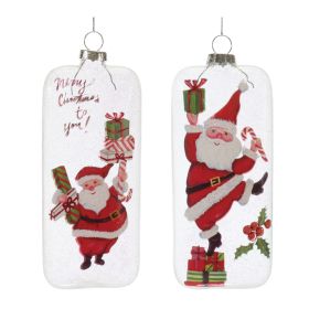 Santa Ornament (Set of 12) 6"H Glass