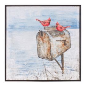 Cardinal and Mailbox Print 24"SQ Canvas