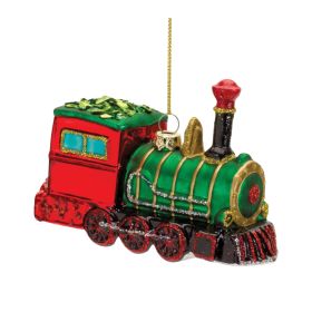 Train Ornament (Set of 6) 4.25"L x 3"H Glass