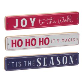 Christmas Sign (Set of 6) 12"L x 2"H MDF/Iron