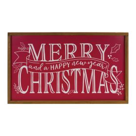 Merry Christmas/Happy New Year Sign 23.75"L x 14"H MDF/Wood