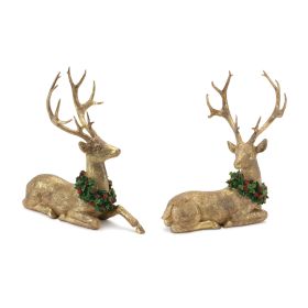 Deer (Set of 2) 8.5"L x 10.5"H, 10.25"L x 10.5"H Resin