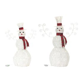 LED Snowman (Set of 2) 29"H, 36.5"H Cotton String 3 AA Batteries, Not Included