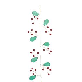 Holly and Gem Garland (Set of 2) 5.5'L Plastic