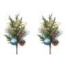 Pine Spray w/Ornament (Set of 2) 18.5"H Plastic