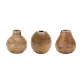 Vase (Set of 3) 5"H Wood