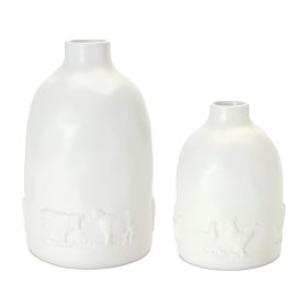 Farm Animal Vase (Set of 2) 4.25"D x 6.25"H, 5.25"D x 8.5"H Ceramic