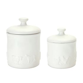 Farm Animal Canister (Set of 2) 4.75"D x 6.25"H, 5.75"D x 7.75"H Ceramic