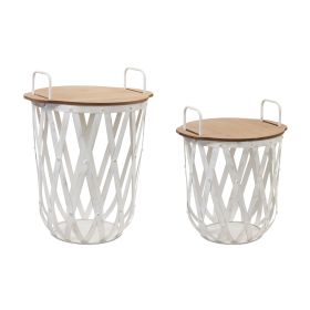 Side Table (Set of 2) 18"H, 23"H Iron/MDF