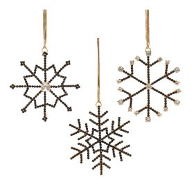 Snowflake Ornament (Set of 12) 3.25"H Iron/Glass