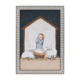 Angel and Manger Plaque 13.5" x 18.5"H Wood/MDF