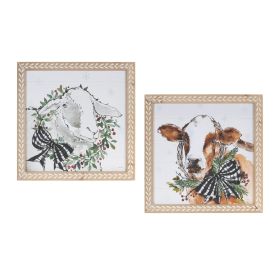 Holiday Cow and Sheep Print (Set of 2) 16"SQ MDF