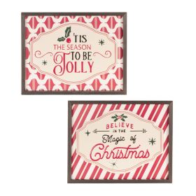 Magic and Jolly Sign (Set of 2) 15.75"L x 12.5"H Metal/Wood