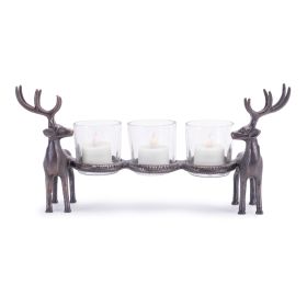 Deer Votive Holder 12"L x 6"H Aluminum/Glass