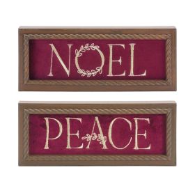 Noel and Peace Sign (Set of 2) 12"L x 4.5"H MDF/Wood