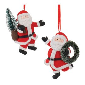 Santa Ornament (Set of 12) 4"H Clay Dough