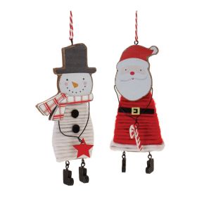 Santa and Snowman Ornament (Set of 12) 6.5"H MDF