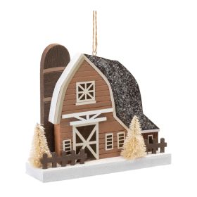 Barn Ornament (Set of 6) 4.5"H Plastic