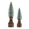 Mini Tree on Pedestal (Set of 2) 11.5"H, 14.5"H Plastic/Wood