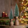 Mini Tree on Pedestal (Set of 2) 11.5"H, 14.5"H Plastic/Wood