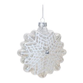 Snowflake Ornament (Set of 12) 4"D Glass