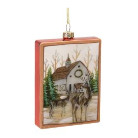 Ornament w/Deer (Set of 12) 5.75"H Glass