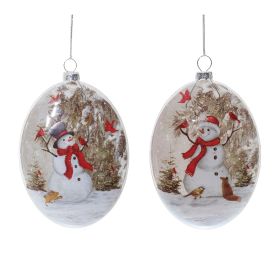 Ornament w/Snowman (Set of 12) 5.5"H Glass