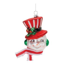 Snowman Head Ornament (Set of 12) 5.5"H Glass