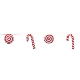 Candy and Candy Cane Garland (Set of 2) 5'L Polyester