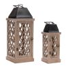 Lantern (Set of 2) 5.75"L x 16"H, 8.75"L x 25"H Wood/Metal