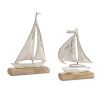 Sailboat on Base (Set of 2) 8.25"H, 10.25"H Metal/Wood