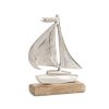 Sailboat on Base (Set of 2) 8.25"H, 10.25"H Metal/Wood